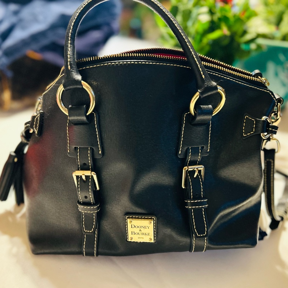 Dooney & Bourke Black Satchel with Gold Accents